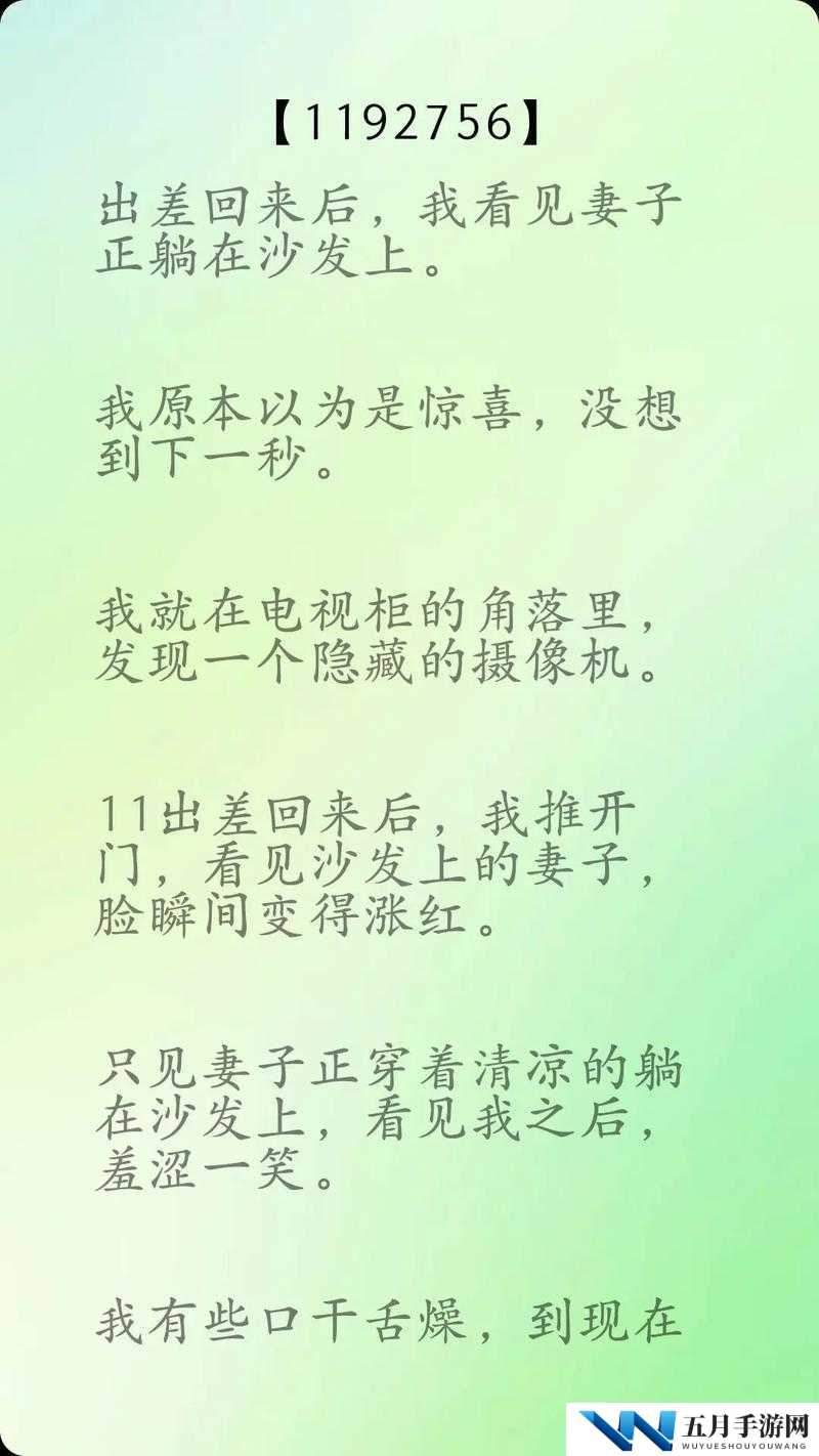 出差回来发现老婆和别人的小说，应该怎么写？