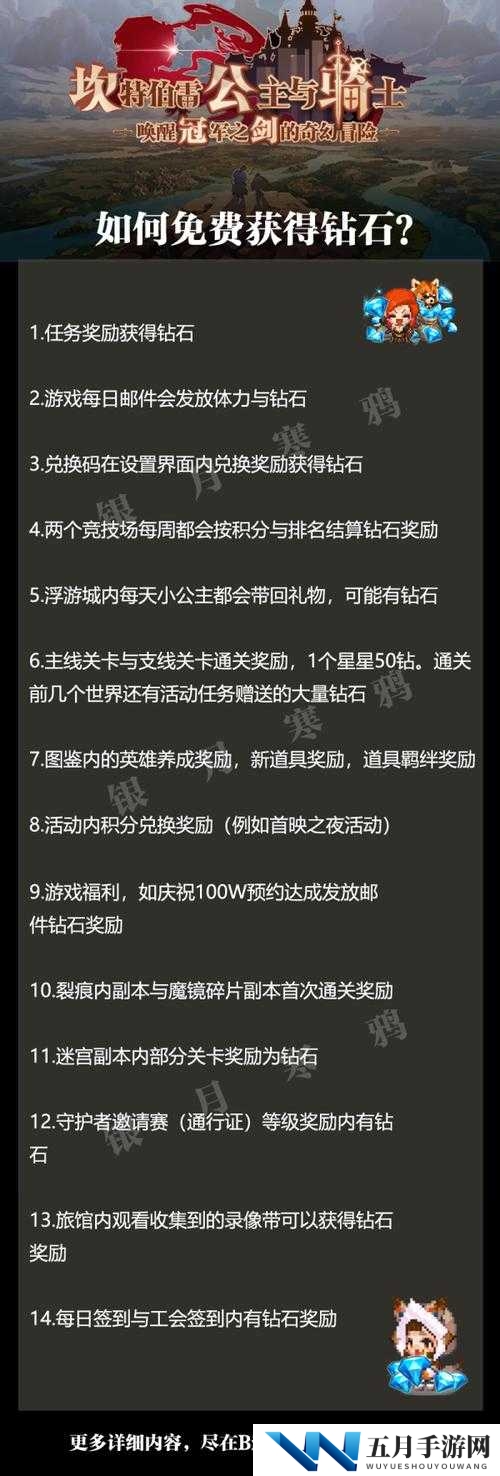 坎公骑冠剑钻石获取途径有哪些？全面攻略帮你轻松攒钻！