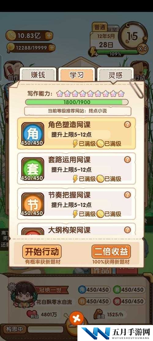 小说家模拟2，如何提升能力？揭秘写作能力提升方法及资源管理关键性疑问